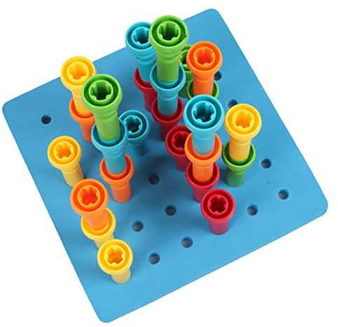 Itonash Brainy Peg Board Set Toys for Kids, Stacking Peg Board Toy, Educational Color Matching Plastic, contains 25pcs pegs in 5 colors, helps in learning and playing