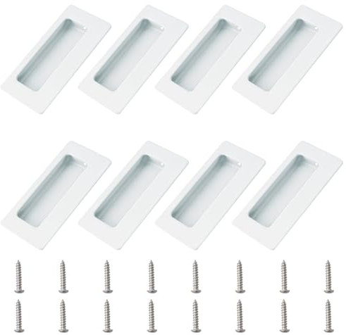 MOROBOR 8 manijas rectangulares empotradas ocultas, manijas de puerta corredera de diseño integrado con tornillos, tiradores de gabinete de acero inoxidable para tiradores de cajones de armario