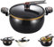 8L Fast Heating Pressure Pot with Lock Handles with Standable See-Through Lid, Mini Pressure Cooker, Non-stick Stockpot for Gas, Induction, Electric Stoves (black)
