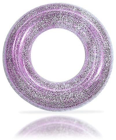 Pailletten Kinder Erwachsener Schwimmbad Floating Ring Sommer Schwimmende Wasserspiele für Pool Sandstrand Party (Hot Pink, 90CM)