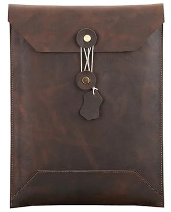 Umschlag Aktenmappe Tasche, Dokumentenhalter aus Leder im A4-Format, Kaffeefarbe, Retro-Aktentasche, Dateiordner, Organizer for Büro, Reisen, Tablet, Laptop