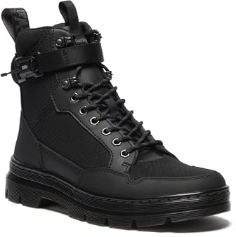 Dr. Martens Unisex-Adult Combs Combat Boot, Black Recycled Hex Canvas+ajax, 11 Women/10 Men