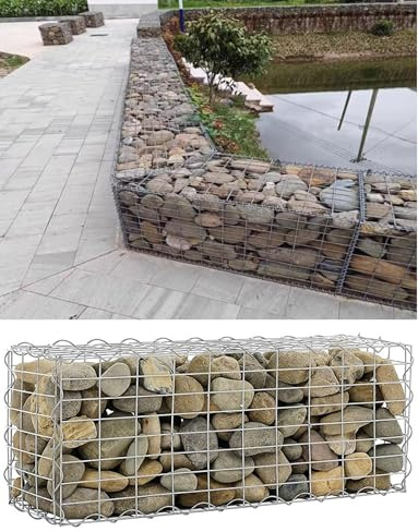 Generisch Gabionenkorb | Gabionen-Steinkorbkäfig | Verzinkter Steinmauer-Netzkäfig | Gabionen-Stützmauer for Garten, Terrasse, Hinterhof | Silberverzinkter Stahl(10x10cm,30x50x100cm)