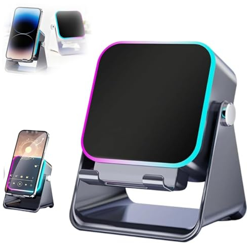 5-In-1 Wireless Induction Bluetooth Speaker with Adjustable Phone Stand, Multifunctional Stereo Sound Speakers for Men Women, Induction Speaker for Iphone Android Ipad (Black)