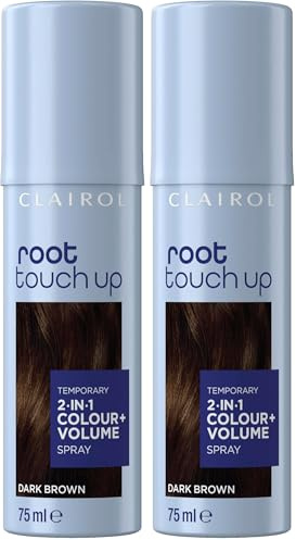 Clairol root touch up color + volume 2 in 1 spray dark medium brown, 75ml (Pack of 2)