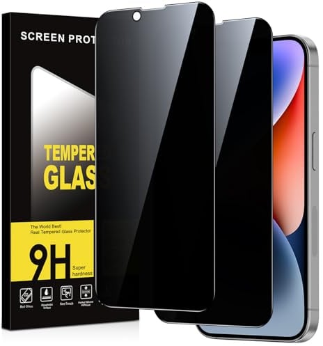Micnkifo Protector Pantalla Privacidad para iPhone 14 Plus 2 Piezas,Anti Espía Cristal Templado,Anti-Espía Vidrio Película,9H Dureza,Anti-Arañazo,Sin Burbujas,Privacy Screen Protector