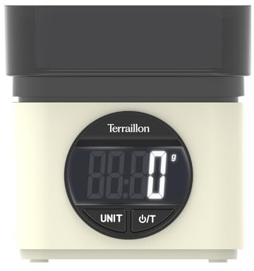 TERRAILLON BA22 MYTHIQUE - Báscula electrónica de cocina, diseño icónico y retro, cuenco integrado 0,7L, pantalla LCD grande, pantalla XXL de números, función Tare, crema