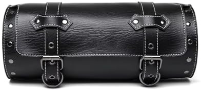 ACEBSBGGAP Multifunktional Motorradtasche Für wasserdichte PU Leder Werkzeugtasche Universal Motorrad Satteltasche Vorne Lenkertaschen(Schwarz)