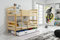 Interbeds Etagenbett Hochbett Eryk 90x200cm aus Kiefernholz; Kinderbett mit Lattenroste und Matratzen (Kiefer + weiße Schublade)