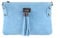 Made in Italy Damen Leder Clutch Tasche Messenger Bag Henkeltasche Wildleder Handtasche Umhängetasche Ledertasche Schultertasche Beuteltasche Fransen Cross-Over Himmelsblau