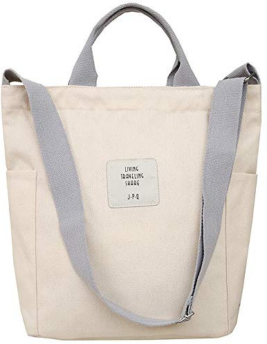 WANYIG Casual Handtasche Damen Chic Schultertasche Canvas Henkeltasche Schulrucksack Groß Umhängetasche Tasche Crossbody Bag Shopper (Weiß)