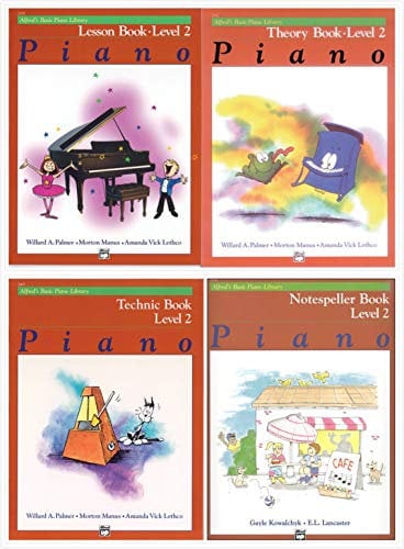 NEW Alfred's Basic Piano Library Level 2 Four Books Set - Lesson 2, Theory 2, Technic 2 and Notespeller 2
