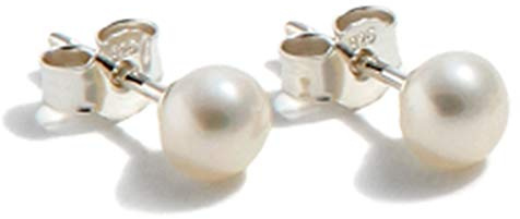 Perlen Ohrstecker Goldschmiedearbeit - AAAA Spitzenqualität Naturweiß ungebleicht (Sterling Silber 925)