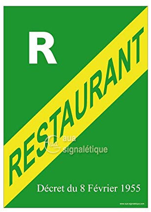 AUA SIGNALETIQUE - Affiche Licence Restaurant R - Aluminium Dibond 3mm, A5 : 150x210 mm