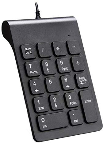 Shumo USB Filaire Pavé NuméRique Pavé NuméRique 18 Touches Clavier NuméRique pour Comptabilité Teller Ordinateur Portable Android Notebook Tablets PC (Noir)