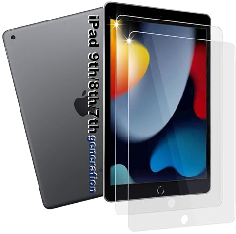 manlian 2 Stück für Panzerglas kompatibel mit Apple iPad 9th/ 8th/ 7th Generation 10,2 zoll (2021/2020/2019). Gehärtetem Glas Displayschutzfolie.