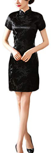 keepmore Femmes Manche Courte Qipao Robe Chinois Traditionnel Cheongsam Robe de fête