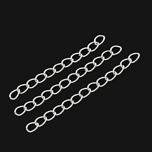 Perlin - 100 fili di catena intrecciati in metallo per collana, cavigliera, braccialetto, catena a maglie 5,5 x 3,5 mm (argento anticato)