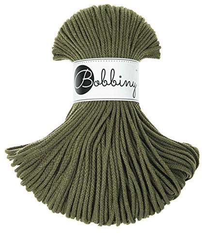 Bobbiny 3mm Avocado 100 Meter, Weiche Kordel zum Basteln, DIY Handwerk, Junior Garn, Schnur, Textilgarn, Baumwollkordel
