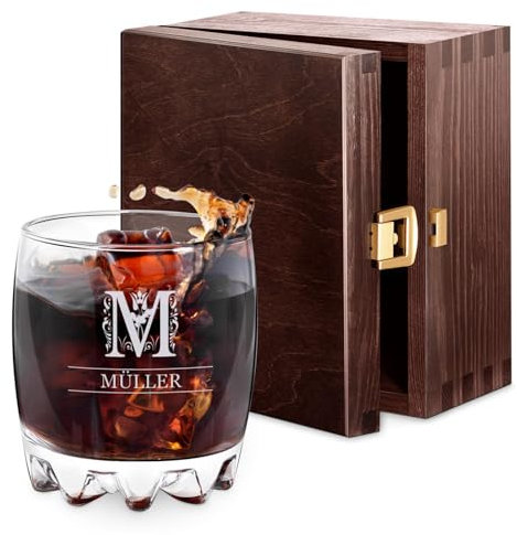 Maverton Whisky Glas 310 ml mit Gravur - Whiskey glass personalisiert - Geschenk zum Geburtstag für Männer Männergeschenke - Monogramm