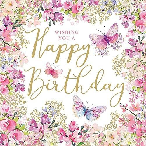 Geburtstagsservietten HAPPY BIRTHDAY FLOWER POWER Servietten mit Blumen & Schmetterling weiß pink gold Tisch-Dekoration Geburtstags-Deko (20, Happy Birthday Blumenwiese)