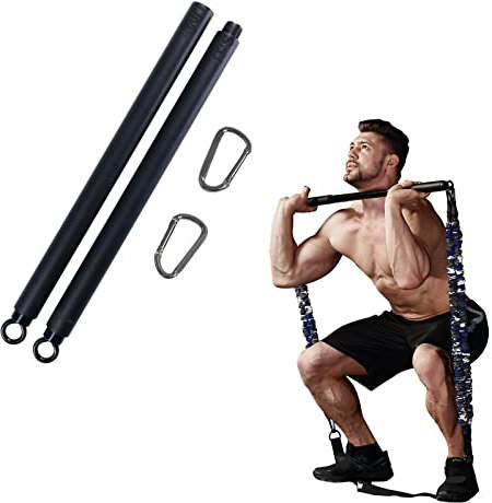 INNSTAR Widerstandsbänder Stange Übungsbänder Aufsatz 96cm Maximale Belastung 362Kg für Heim Fitness Training Ganzkörpertraining Powerlifting Fitness Stange (38 Abnehmbare Stange+Karabinerhaken)