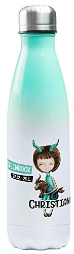 Thermoflasche Horoskop, Sternzeichen mit Datum und Namen, personalisiert, Trinkflasche, Wasserflasche 500ml (Steinbock)
