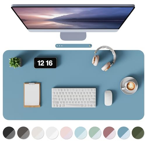 MOLMO Non-Slip Desk Mat, Waterproof Desk Pad Table Protector, Easy Clean Laptop Mat Large Mouse Pad Leather Writing Mat with Suede for Office /Home/Decor (Azure, 60 x 35 cm)