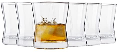 Galvog® Whiskey Glasses Set of 6 Drinking Tumblers 290ml | Glasses for Bourbon, Scotch, Rum, Cocktail Drinks for Home Restaurant Dinner Parties – Heavy Base Twisted Scotch Tumblers Set