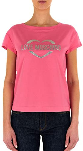 Love Moschino Boxy Fit-Camiseta de Manga Corta, Fucsia, 50 para Mujer