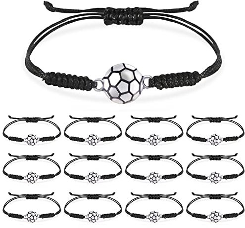CAINCAY Fußball Armband 12 Stück Verstellbar, Schnur Sport Gewebtes Armband, 2024 Party Mitgebsel Freundschaftsarmband für Feiern Kindergeburtstag