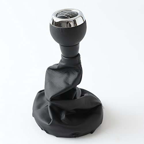 car passion Pomo Palanca de Cambios + Funda + Aro Cromado Compatible con Mini Cooper R55 R56 R57 R58 R59 R60 R61 Costuras Negras Juego Completo de Repuesto para Coche (6 Marchas)