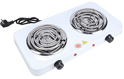 Quemadores dobles eléctricos 2000 W Estufa eléctrica portátil Placa caliente Encimera Estufa de buffet Placa de calentamiento Enchufe de la UE para el hogar Cocina RV Camping Picnic