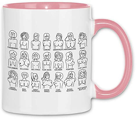 wowshirt Tasse Busen Titten Brüste Brustformen Brusttypen, Farbe:White - Pink