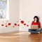 PLIGREAT Rote Blumen Schmetterlings Wandtattoo Wohnzimmer Schlafzimmer Kinderzimmer Küche Esszimmer Büro Flur Dekoration Mohnblumen Wandaufkleber DIY Hintergrund Wandsticker