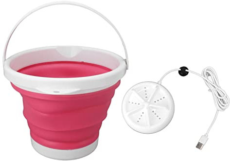 Mini Lavadora USB, Lavadora Plegable de 6 W y 5 L con de Lavado Doble, 4 Engranajes Ajustables, Lavadora para el Hogar para Acampar, Apartamentos, Dormitorios, (Rosa)