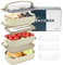 Bugucat Lunchbox 2400ML, 3 in 1 Bento Box Brotdose Auslaufsicher Luftdichte Brotzeitbox mit Fächern und Besteckset, Frühstücksbox Jausenbox für Unterwegs,Brotbüchse Vesperdose für Erwachsene Beige