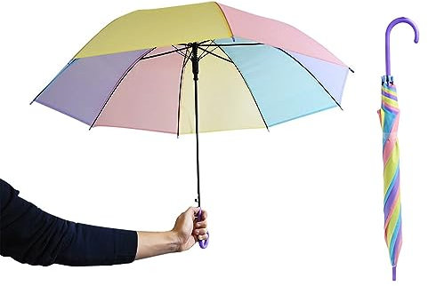 Vetrineinrete® Ombrello 8 stecche multicolore per bambini antivento ombrello arcobaleno da pioggia richiudibile con apertura automatico a scatto