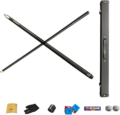 BOBVB Taco de Billar inglés articulado 1/2 con Fibra de Carbono, Carambola de Billar de 58 Pulgadas o Palo de Billar Punta de 9,5 mm/13 mm con Caja, Estuche y Juego de Tiza, para Jugadores de Tacos