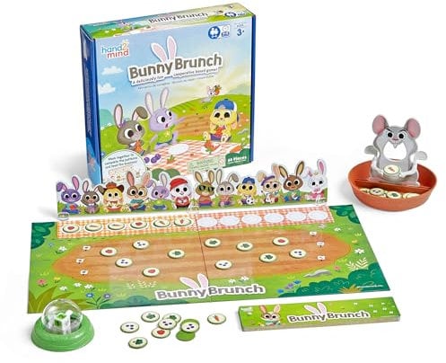 Hand2mind Bunny Brunch Cooperative Board Game - Educational Toy for Toddlers, Preschool Learning Activity, Kindergarten Math Game - Indoor Recess Game for Classroom, Easter Gift for Kids