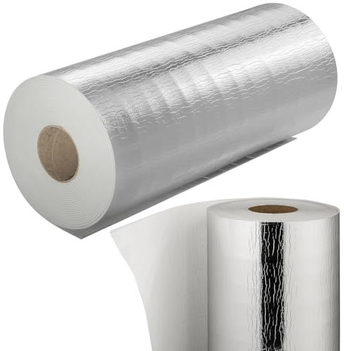 Film réfléchissant autocollant pour radiateur - 10 m x 0,48 m x 3 mm - Isolation murale - Plaque réfléchissante - Tapis isolant - Tapis thermique - Film d'aluminium - Chauffage - Isolation - Film