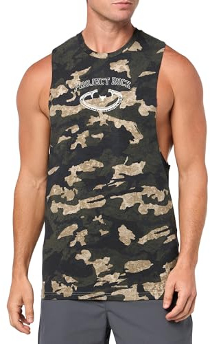 Under Armour Project Rock Camo Tanktop für Herren, (299) City Khaki/Barock Green/White Clay, L