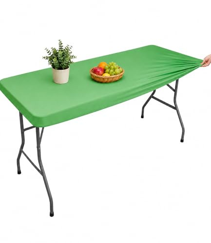 Morbuy Tischdecke Abwaschbar Rechteckig 183x76 cm Mit Gummizug, Outdoor Elastische Tischdecken Wetterfest Grün Gartentischdecke Tablecloth Perfekt Für Garten, Camping & Stehtische