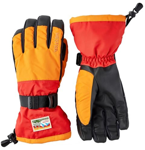 Hestra Unisex Gauntlet Sr 5-Finger Handschuh Wasserdicht Winddicht Isolierte Handschuhe für Skifahren Snowboarden Herren Damen Orange Hellrot 7