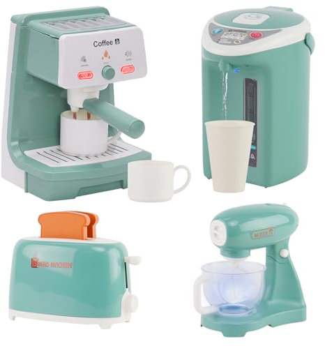 Electrodomesticos Cocina Juguetes, Utensilios de Cocina Infantil, Accesorios Cocina Niños, Cafetera Batidora Hervidor Tostadora con Luces y Sonidos Realistas, Juego de Roles para Niños Niñas 3+ Años