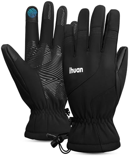 ihuan Winter Ski Handschuhe für Herren Damen, Fahrradhandschuhe Thermo, wasserdichte, warme Handschuhe für Schnee Touchscreen-Finger für Outdoor-Sport, Fahren, Wandern, Motorradfahren & Radfahren