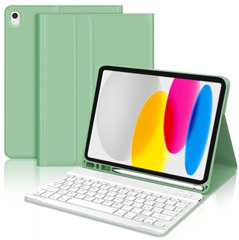 JADEMALL Custodia Tastiera per iPad A16 11 Generazione 2025/10 Generazione 10.9 2022, Italiano QWERTY Tastiera Bluetooth Magnetica Staccabile per iPad 10/11 Generazione A16 11 Pollici, Verde chiaro