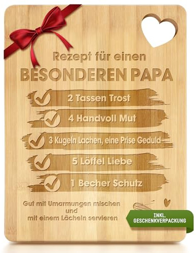 Geschenke für Papa, Bambus Schneidebrett Papa Geschenk zum Vatertag Geburtstag, Vatertagsgeschenk Personalisierte Küchengeschenke von Tochter Sohn Küchenbrett, Brotbrett Grill Geschenke für Vater