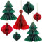 Weihnachten Dekorationen - 7 Stück 3D Premium Wiederverwendbare Papier Wabe Ornamente für Party