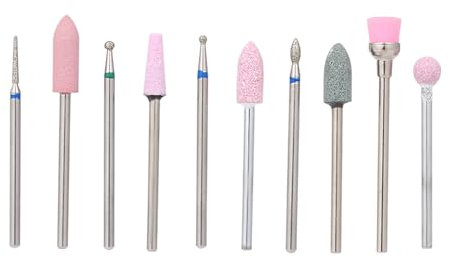 Nail Drill Bits, 10pcs Steel Nail Grinding Head Kit Nail Drill Bits Acrylic Nail Kit with 10 Nail Grinding Head and 1 Storage Box Most Nail Polishing Machines for Electric File Nail
